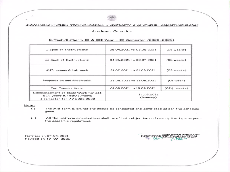 B.Tech/B.Pharm II & III Year - II Semester