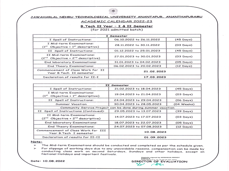 B.Tech II Year-I&II Semester