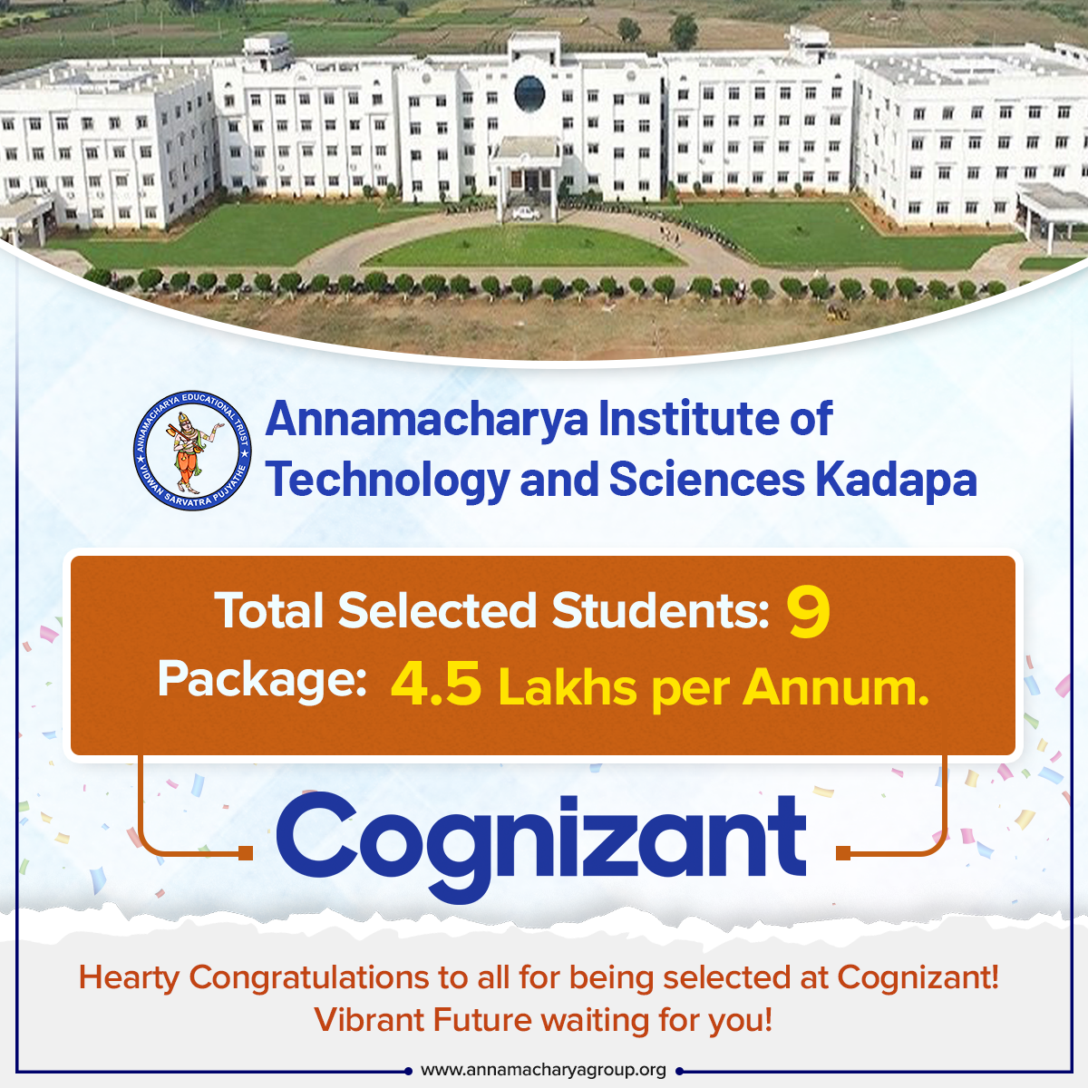 9 students successfully placed in COGNIZANT! Best Wishes!