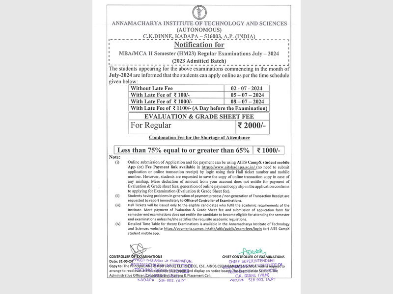 M.TECH I SEMESTER(HM23) SUPPLEMENTARY EXAMINATIONS JULY 2024
