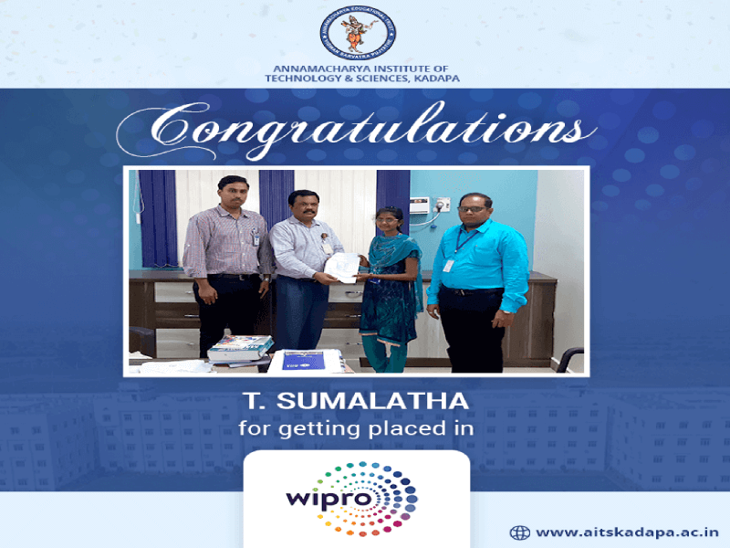 AITS, Kadapa Student Get Placed in Wipro